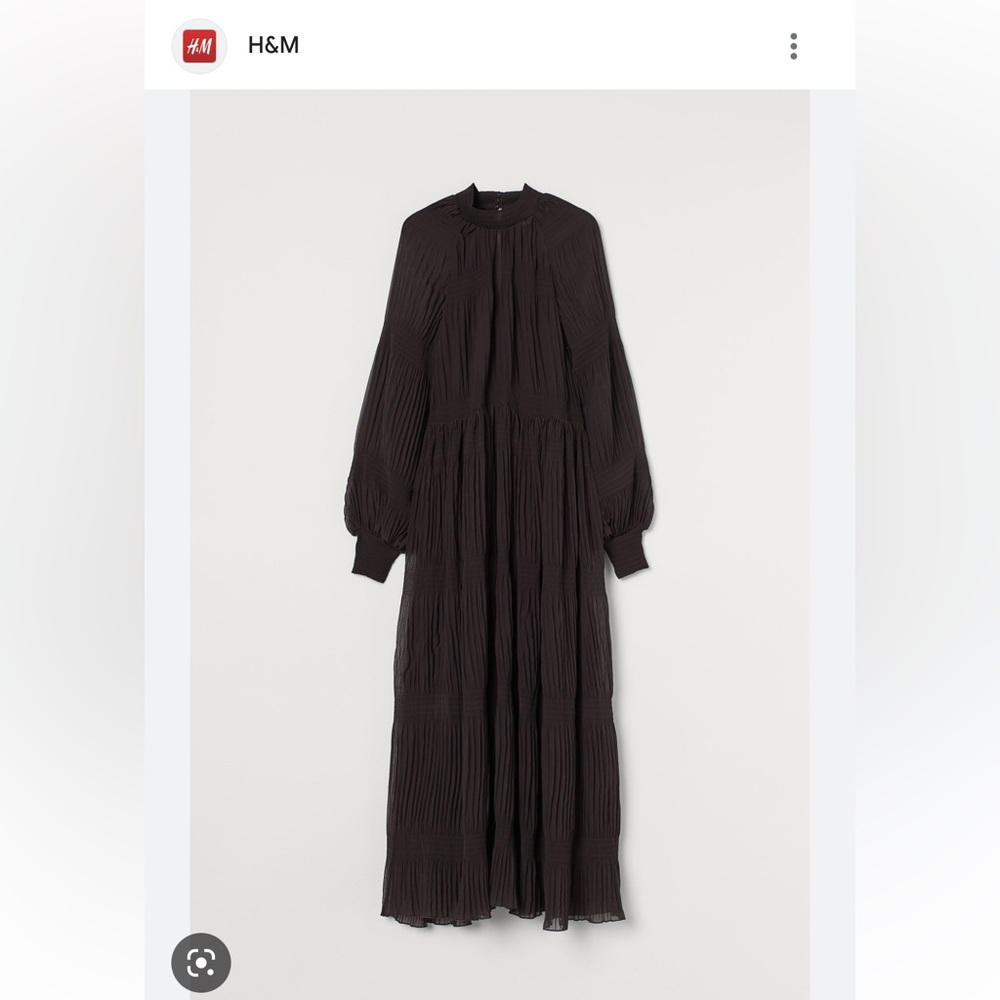 H&M Black Long Smocked Dress- size M